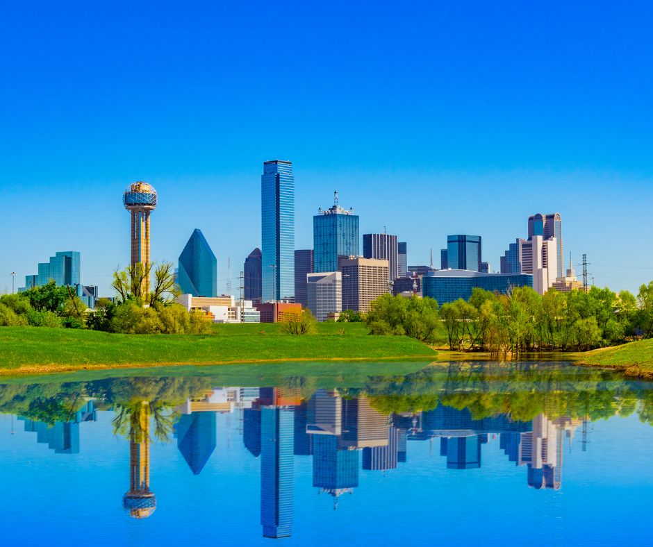 Springtime Dallas, Texas urban skyline